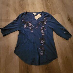 Sundance Cuyamaca Embroidered Top, Blue, PXS